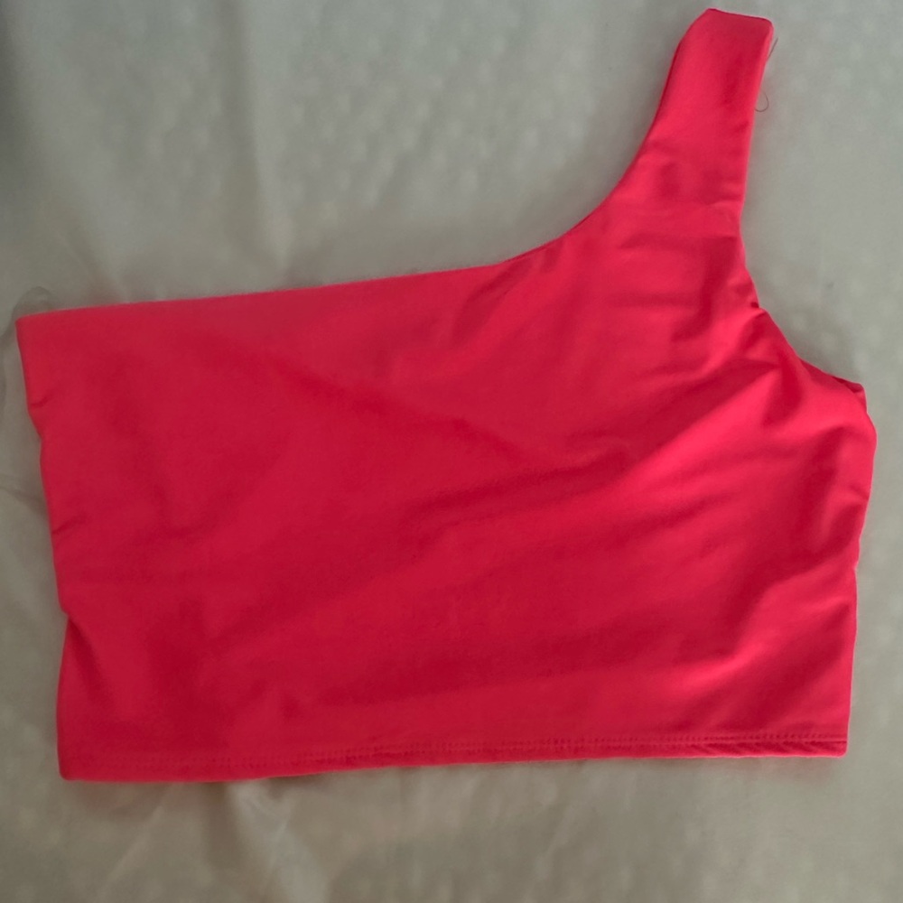 Hot/bright pink one shoulder top.